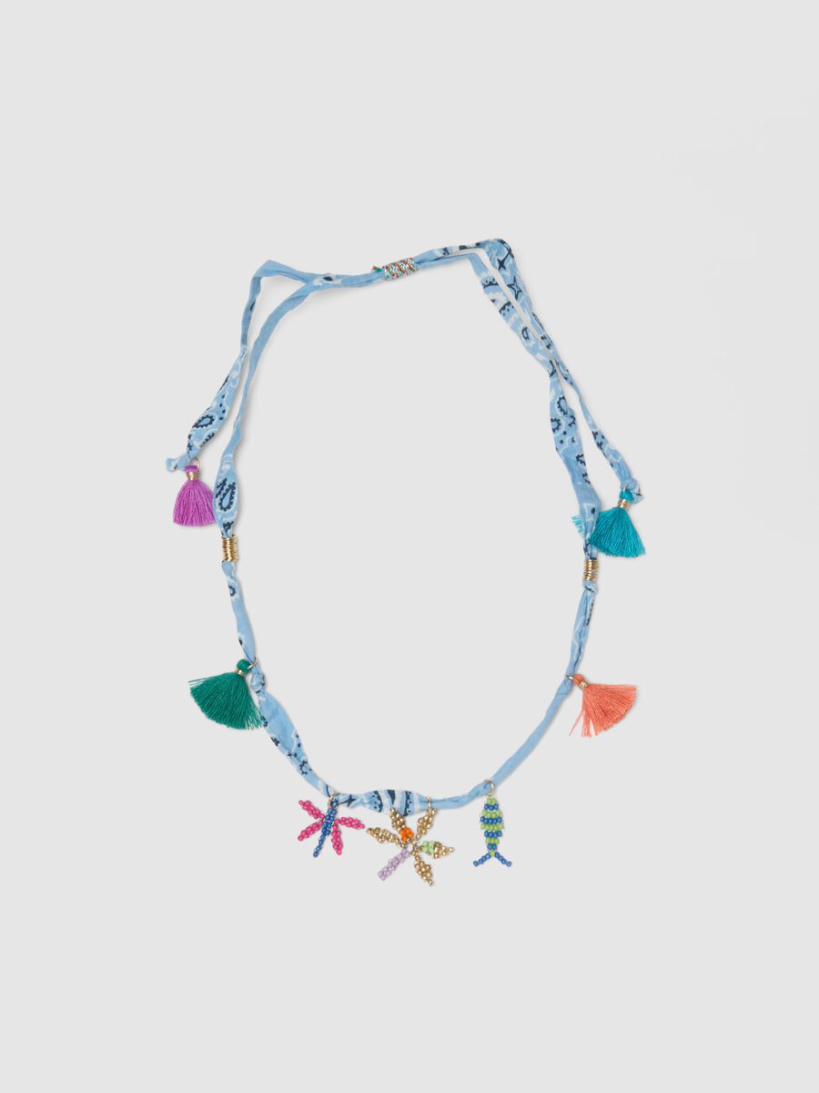 Multicolour Bandana Necklace With Charms_0