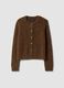 Brown crew-neck alpaca and stretch wool cardigan_0