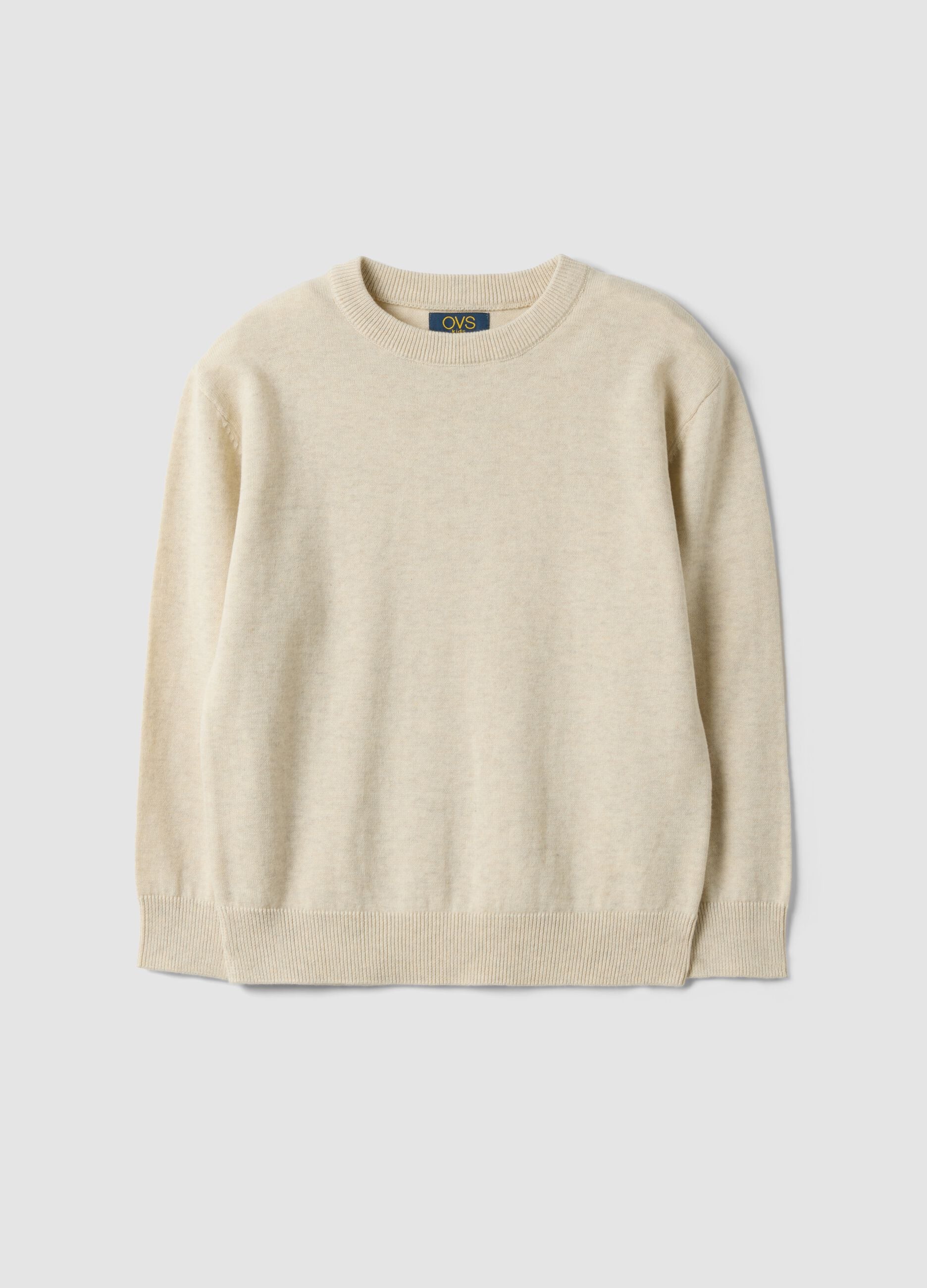 Beige pure cotton crew-neck oversized fit jumper for boys