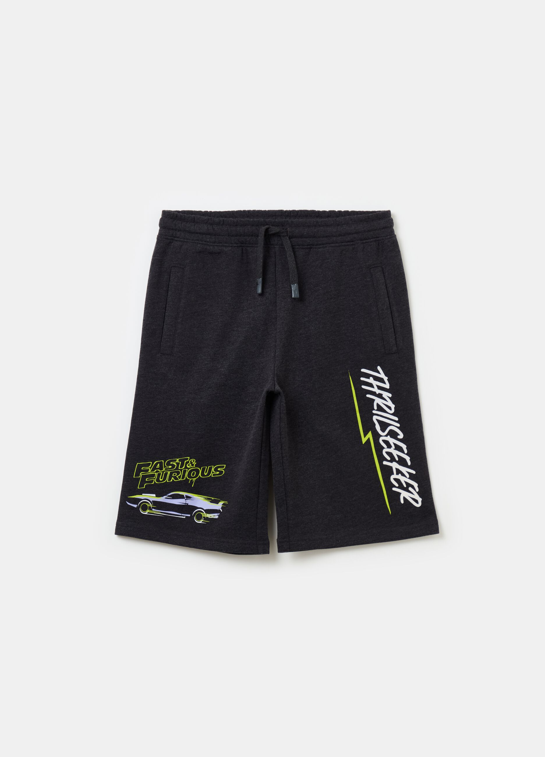 Fast & Furious Bermuda shorts with drawstring and print