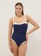 Blue and white stretch fabric swimsuit_0
