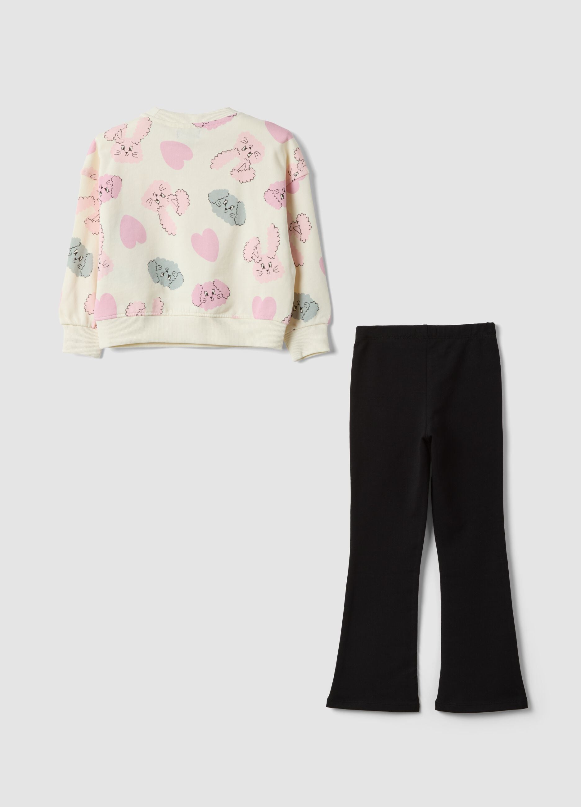 Multicoloured pure cotton girls&rsquo; set with sweatshirt and puppy print