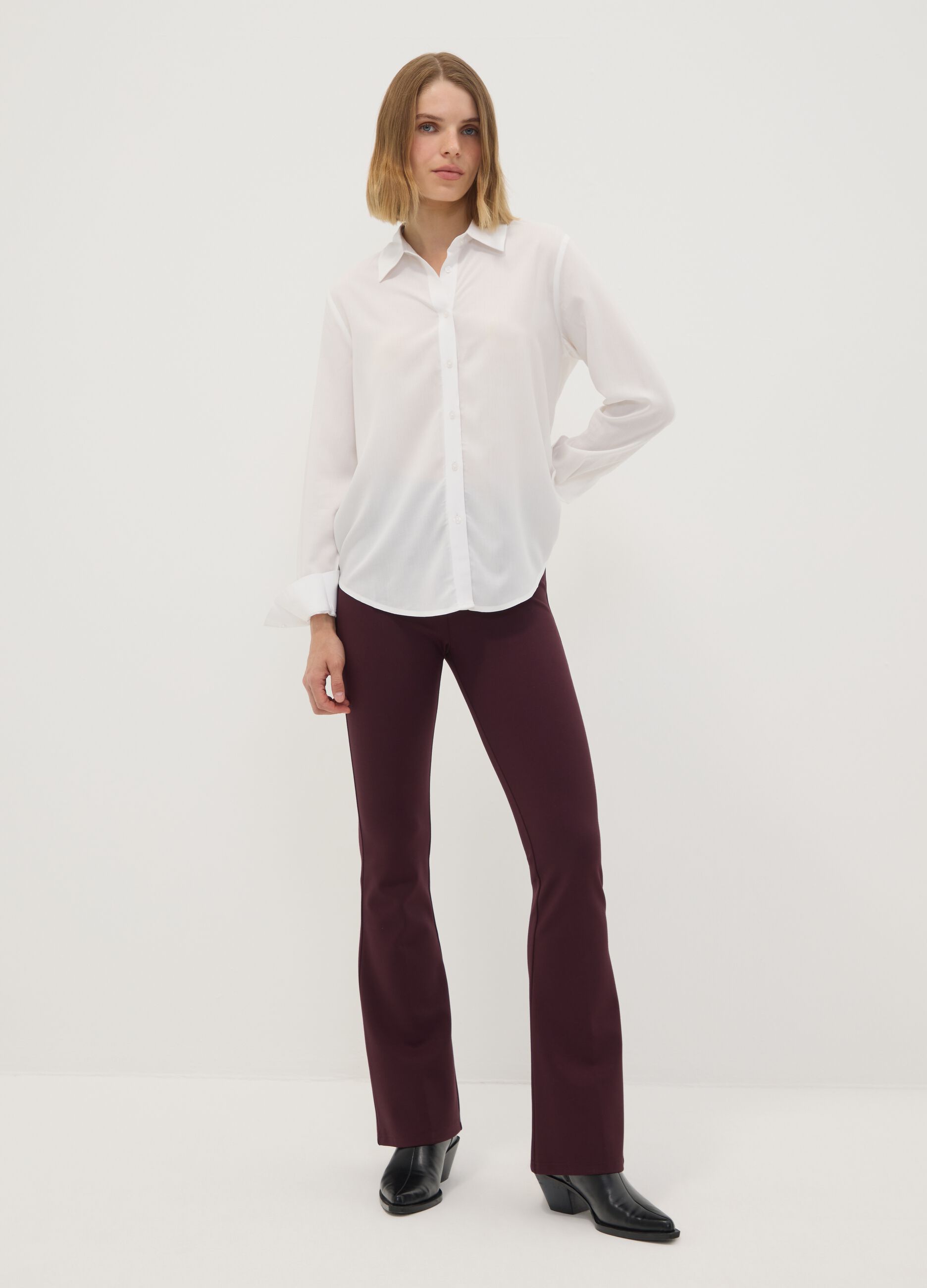 Camicia bianca in pura viscosa regular fit
