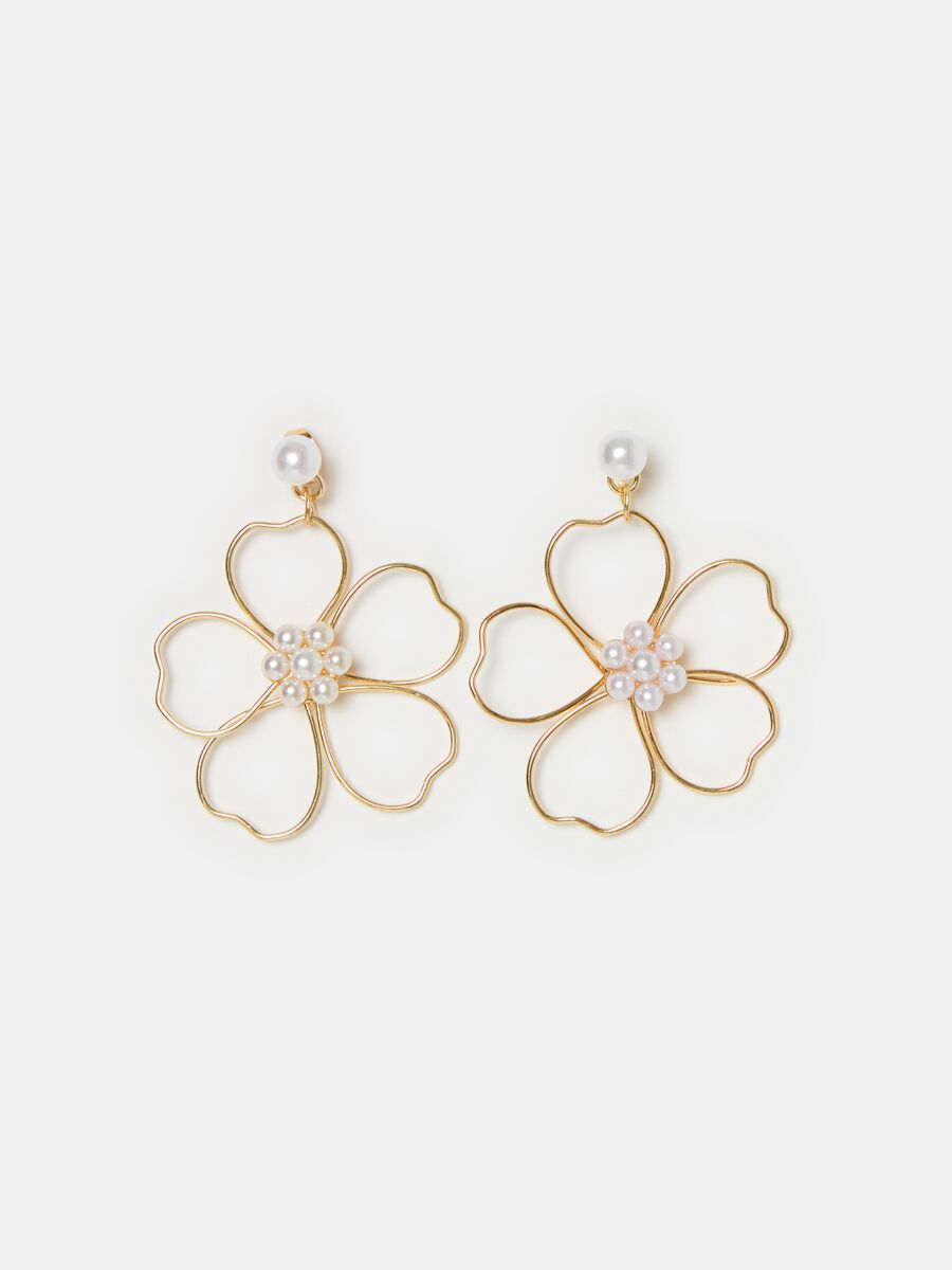 Flower earrings with pearls_0