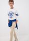 White organic cotton T-shirt with varsity print for boys_1