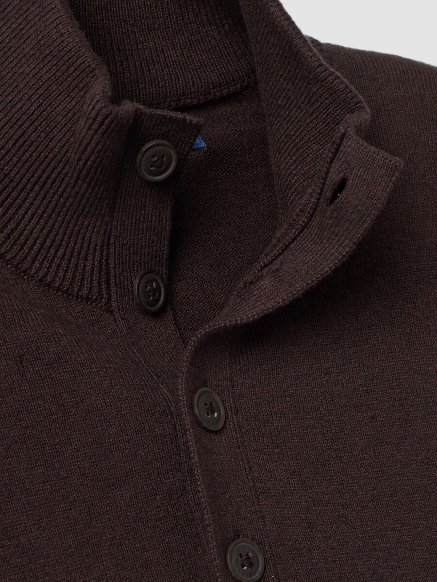 Brown cotton and cashmere-blend jumper with collar_5