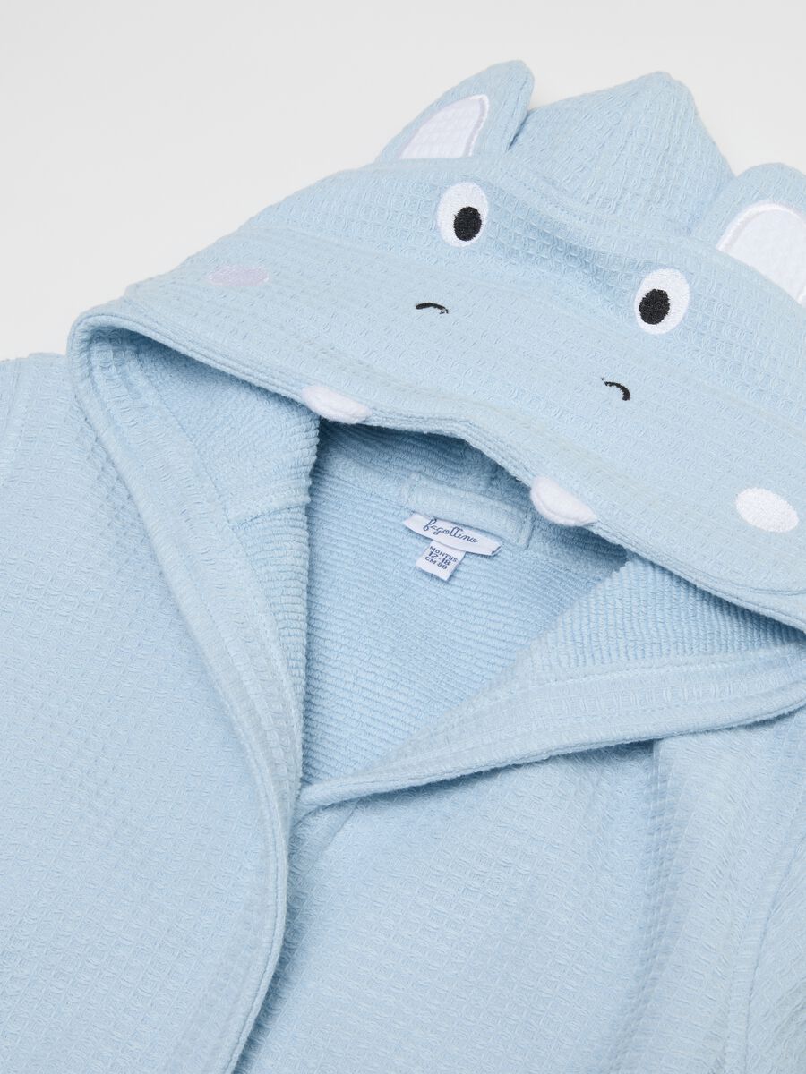 Blue hooded cotton baby bathrobe_2