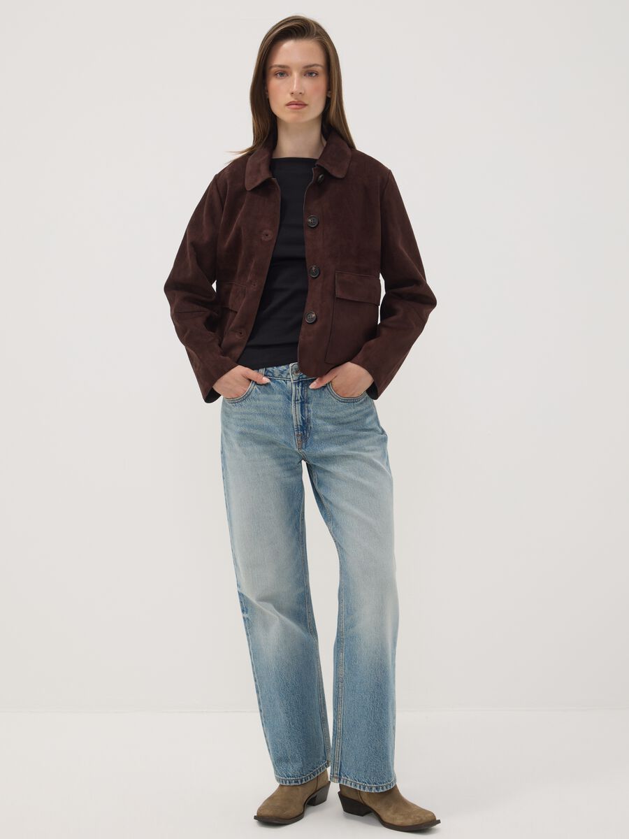 Brown regular-fit shacket with patch pockets_2