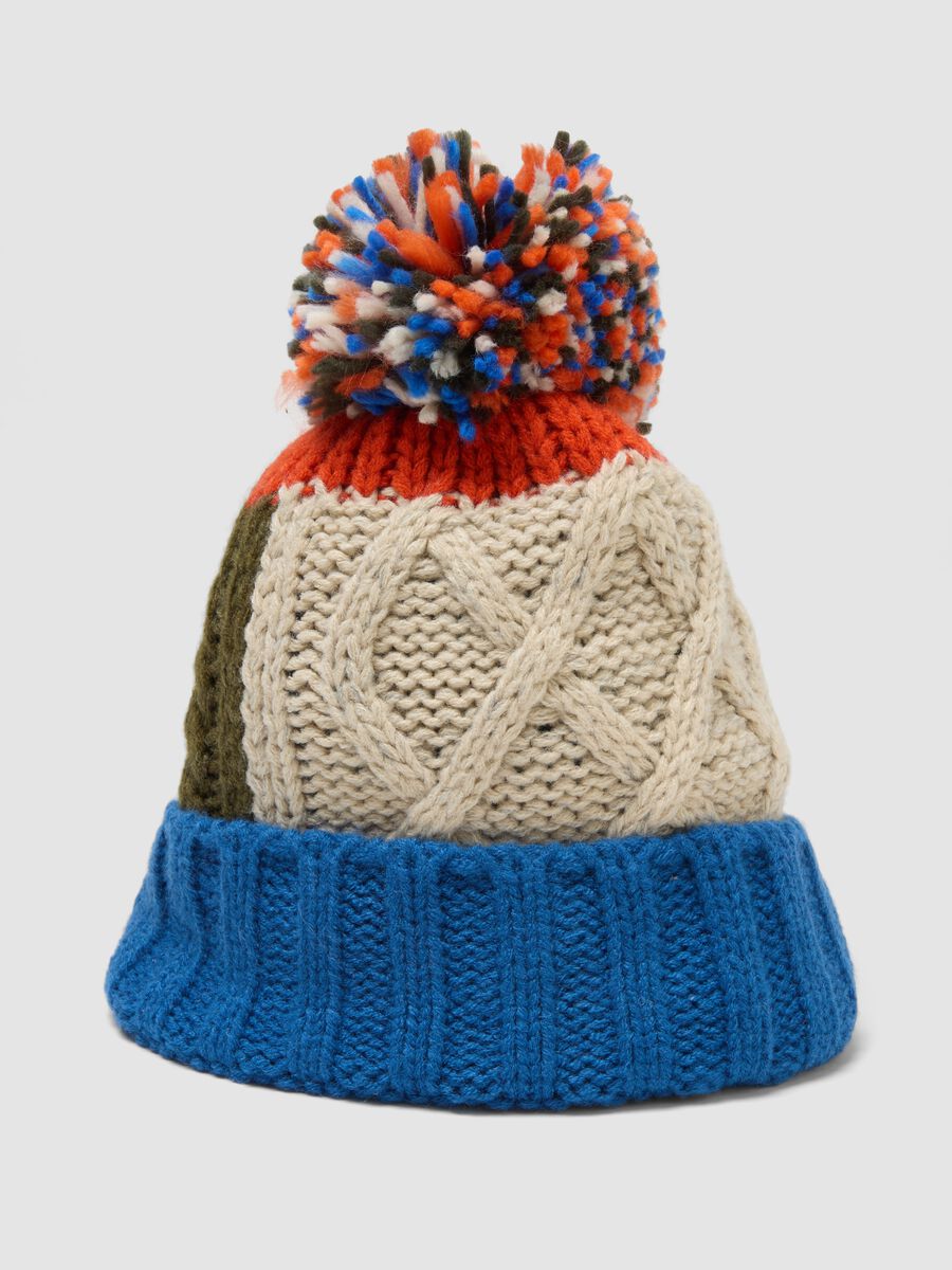 Multicolour knitted hat with pom-pom_2