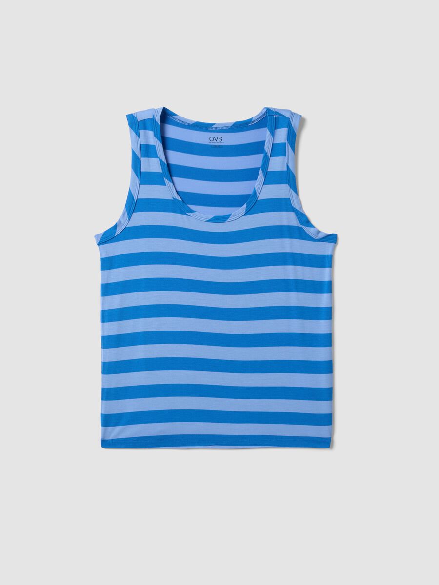 Blue striped stretch viscose tank top_4