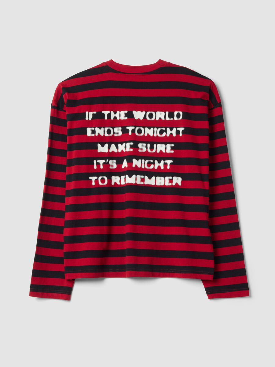 Red and blue striped crew-neck T-shirt in pure cotton, oversized fit_2