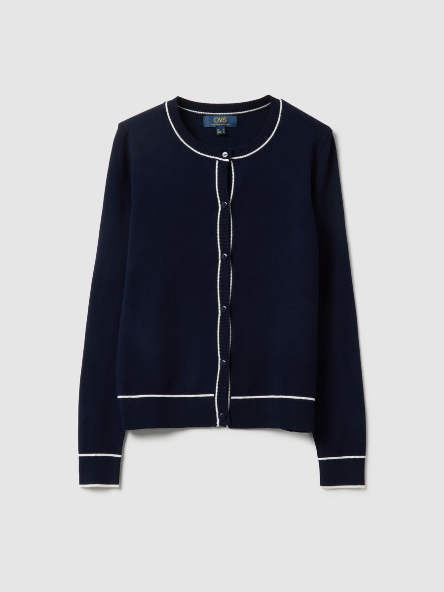 Regular fit blue viscose blend cardigan with buttons_4