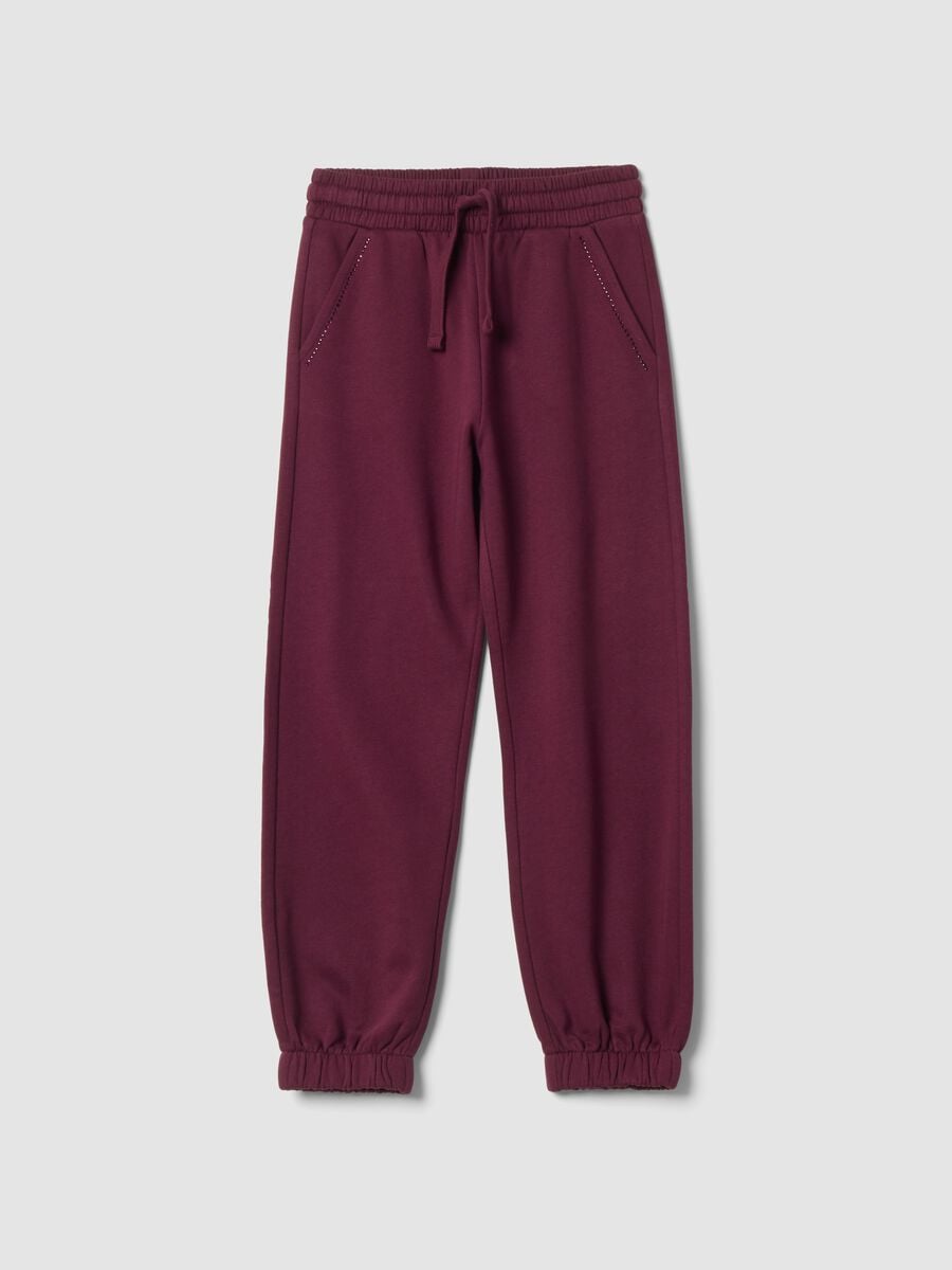 Purple regular-fit fleece joggers in pure cotton_0