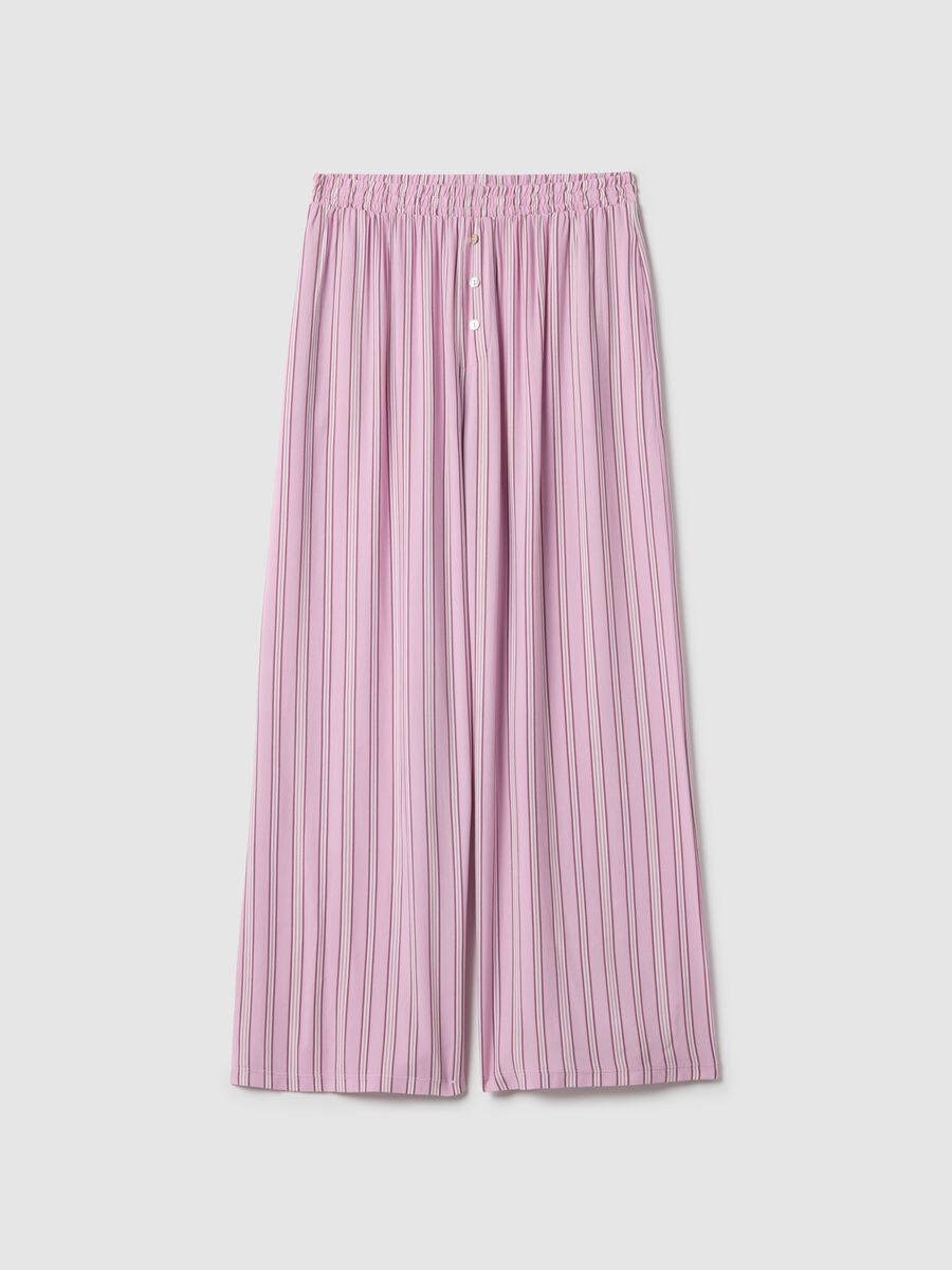 Regular fit pink striped pure viscose pyjama trousers_4