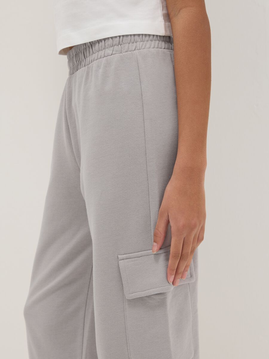 Girls' regular fit grey pure cotton jogger trousers_2