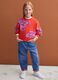 Girls&rsquo; blue baggy pure cotton jeans with embroidered turn-up hem_1