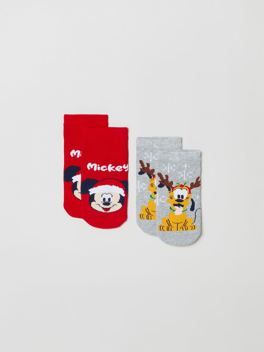 Two-pair pack Pluto and Mickey Mouse slipper socks_0