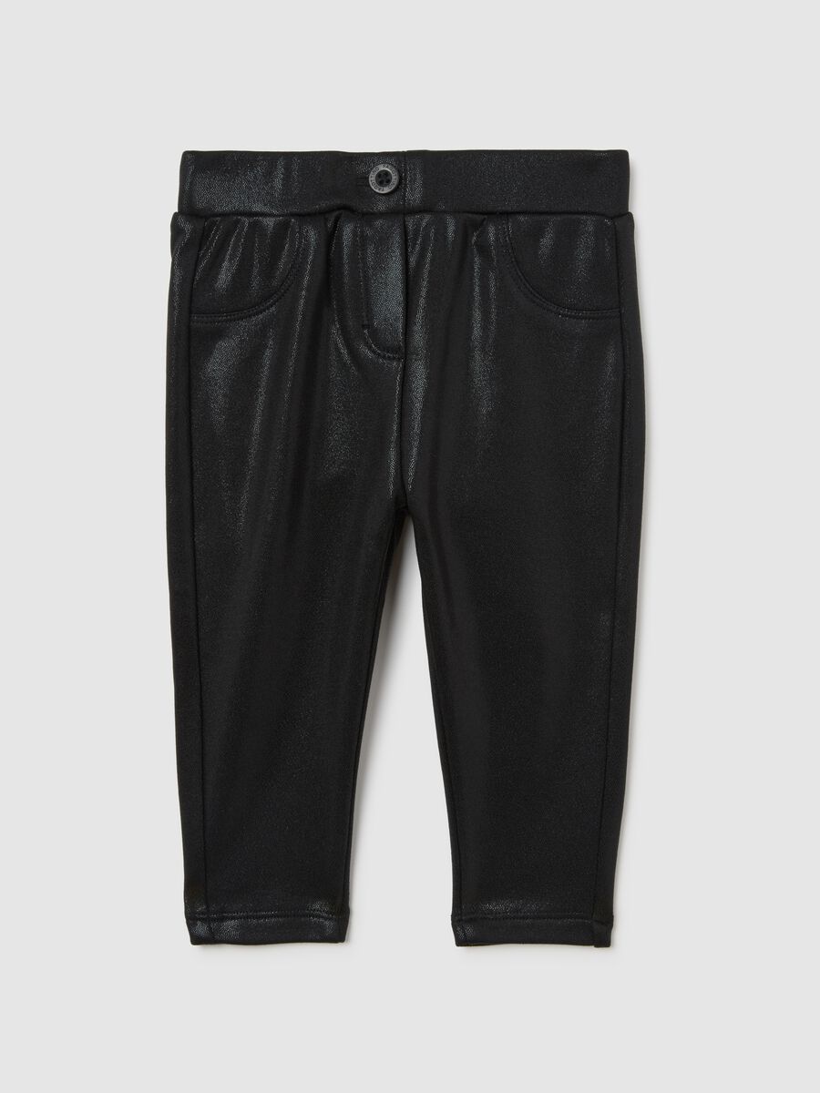 Black stretch trousers in fabric blend_0