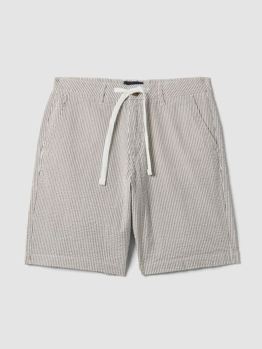 Multicolour striped regular-fit stretch cotton shorts_4