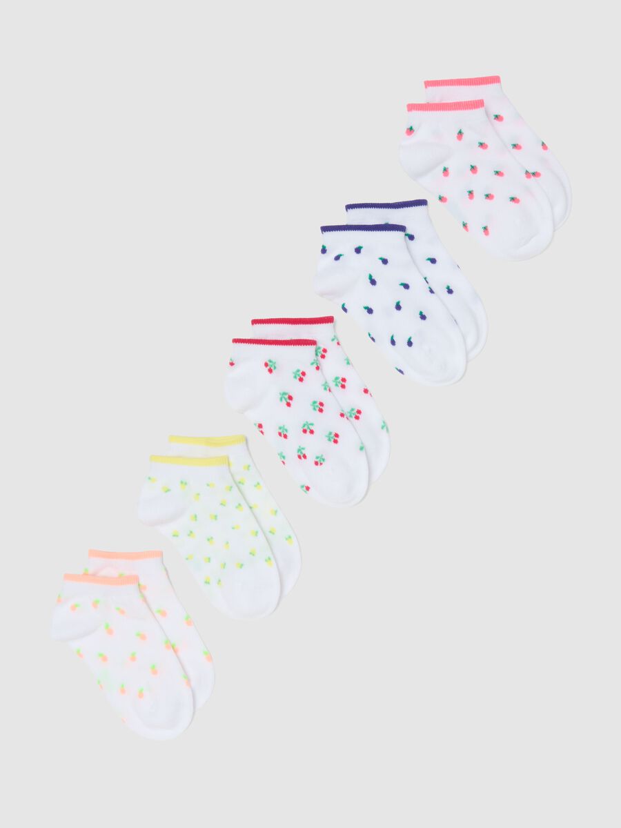 Girls' Multicolor Cotton Blend Fruit Socks Multipack_0