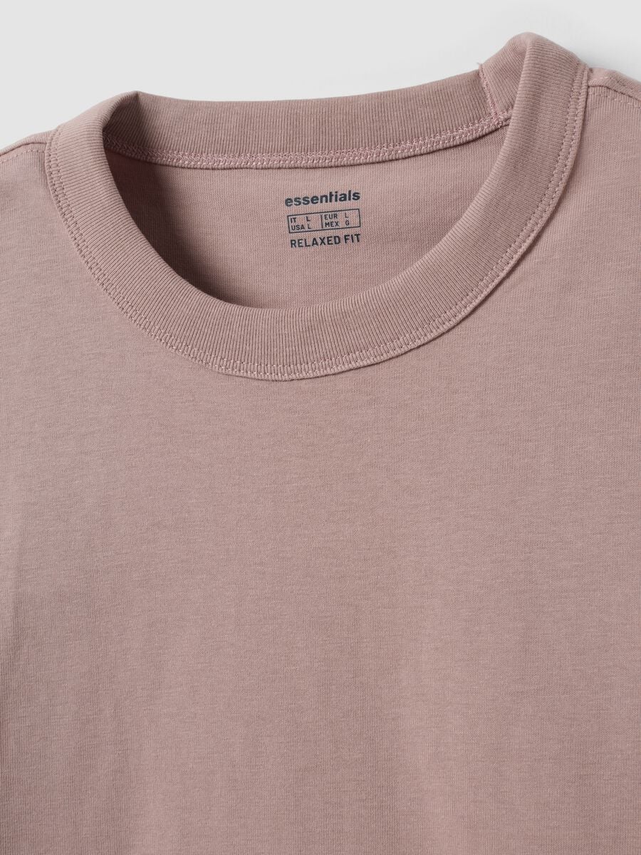 Pink pure cotton crew-neck T-shirt, relaxed fit_1