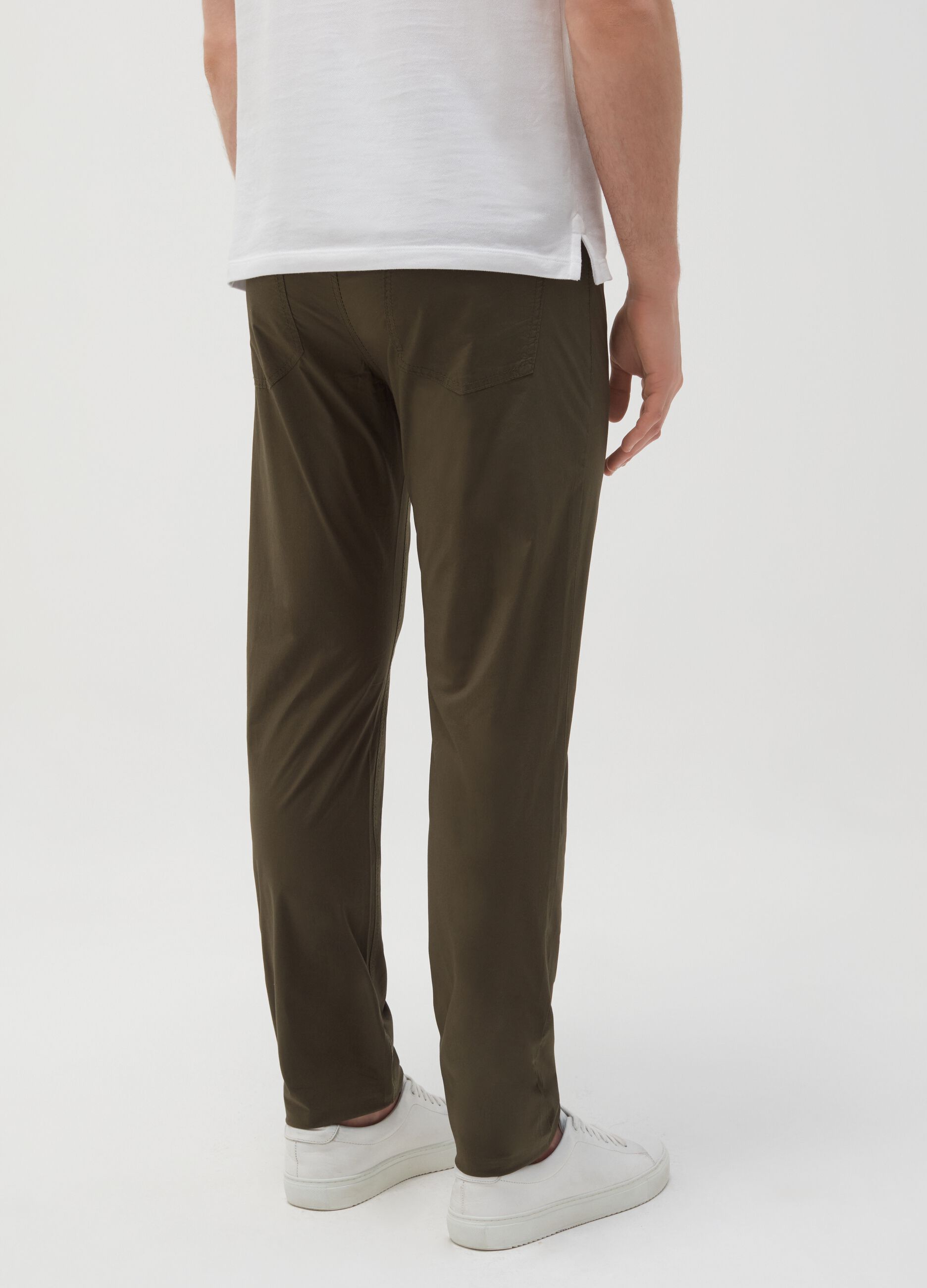 Five-pocket trousers in poplin