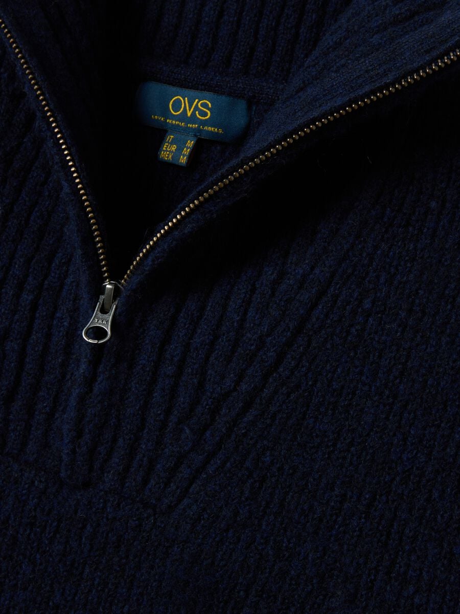 Navyblauer Half-Zip-Pullover aus Stretchwolle in Regular Fit_1