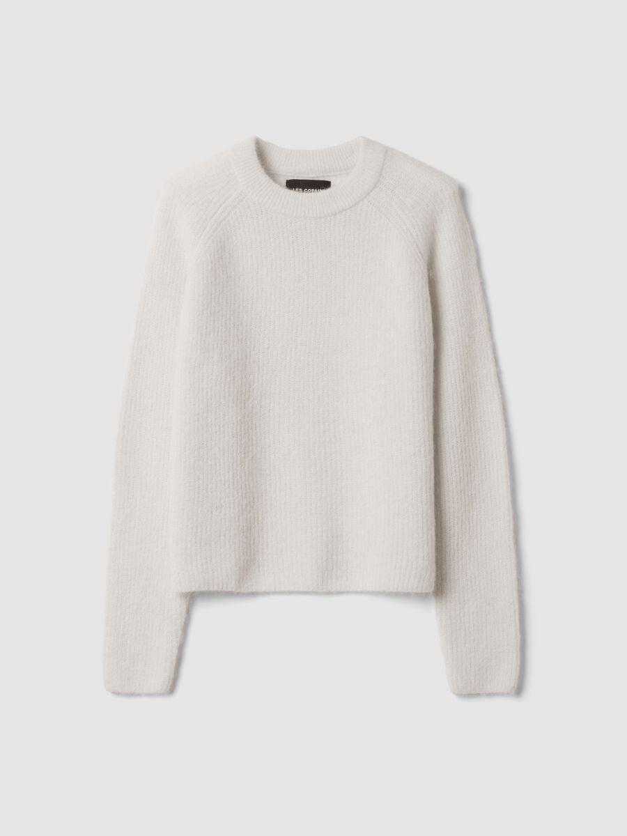 Maglia bianca in alpaca e lana elasticizzato girocollo_4
