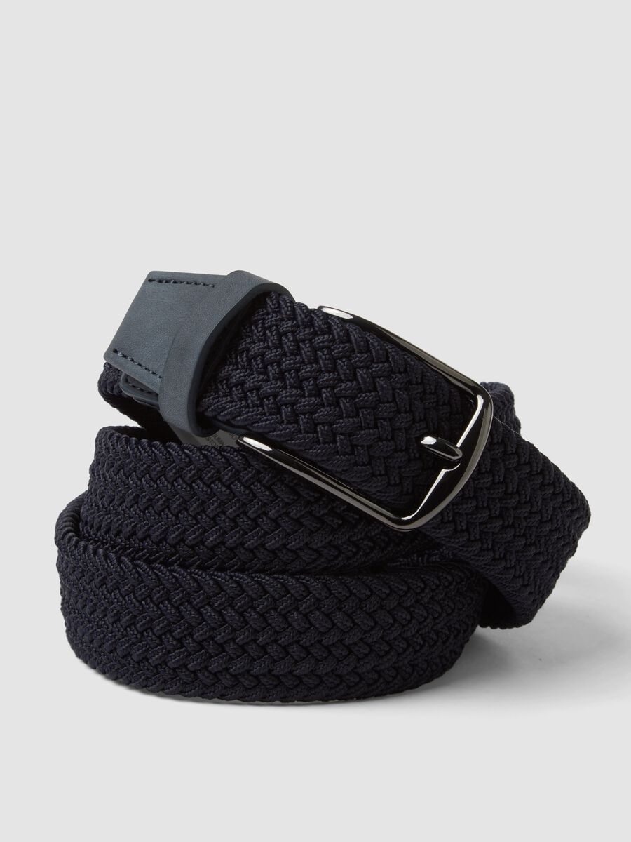 Blue woven belt with metal buckle_2