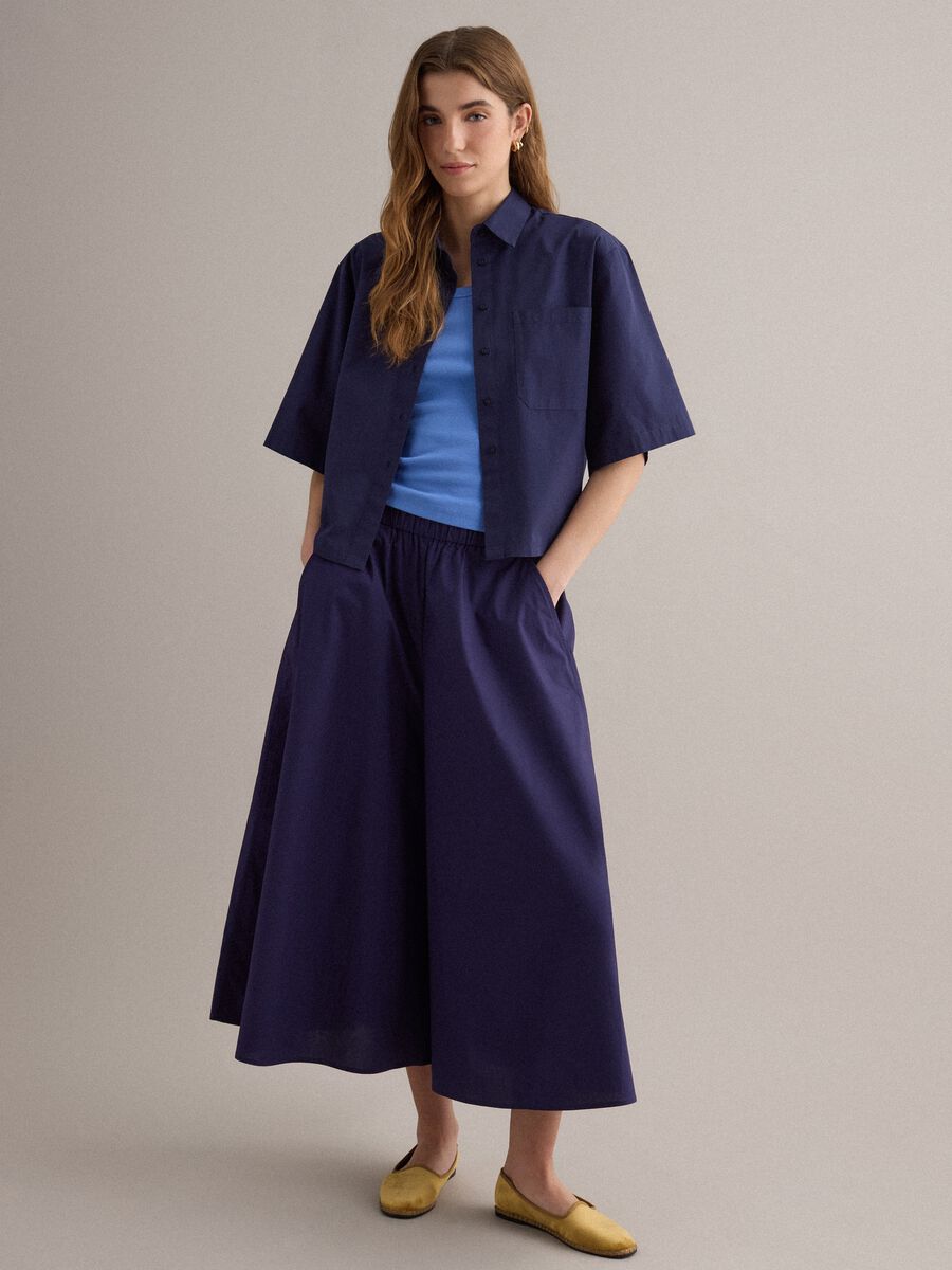 Saia comprida azul em algod&atilde;o puro_0