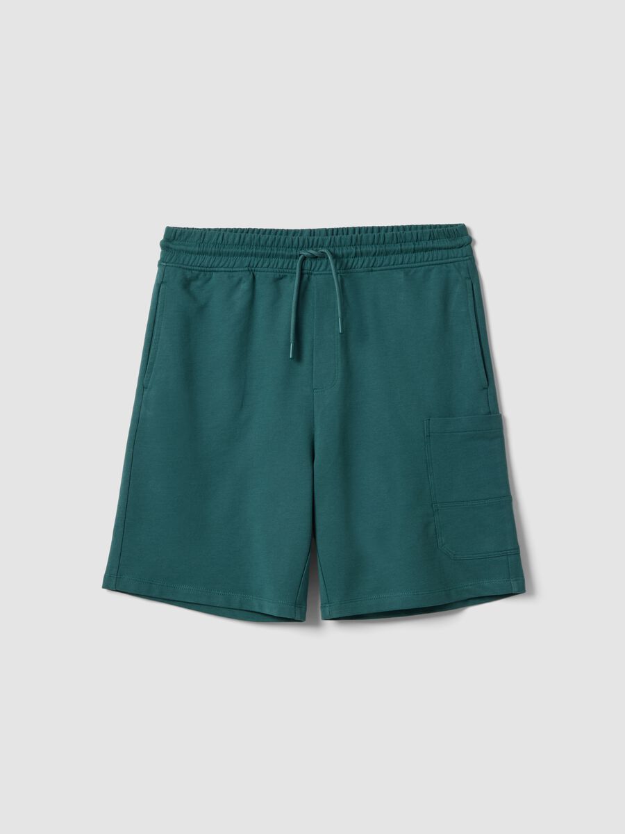 Boys oversized fit green pure cotton cargo shorts_0