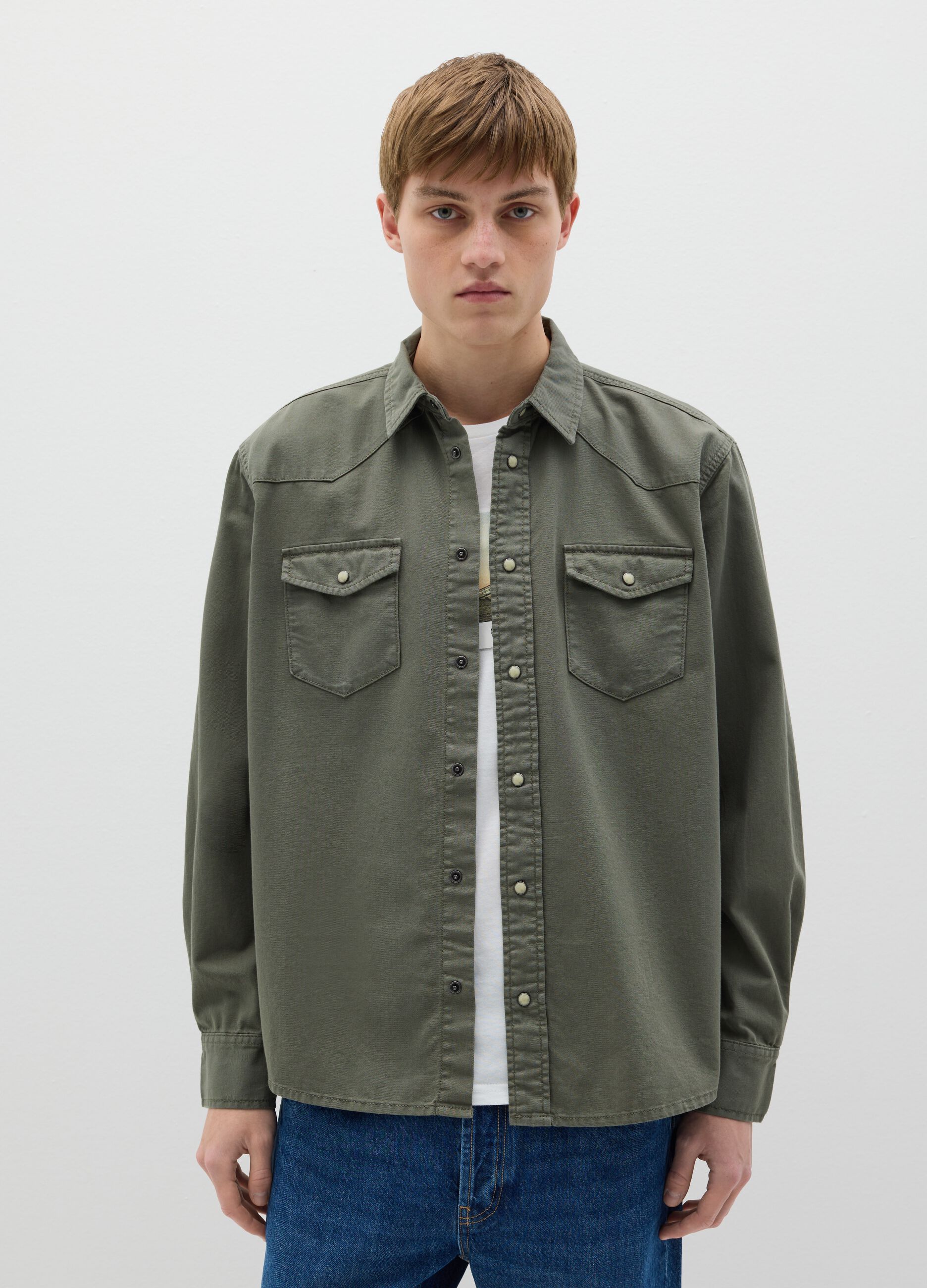 Cowboy shacket in cotton