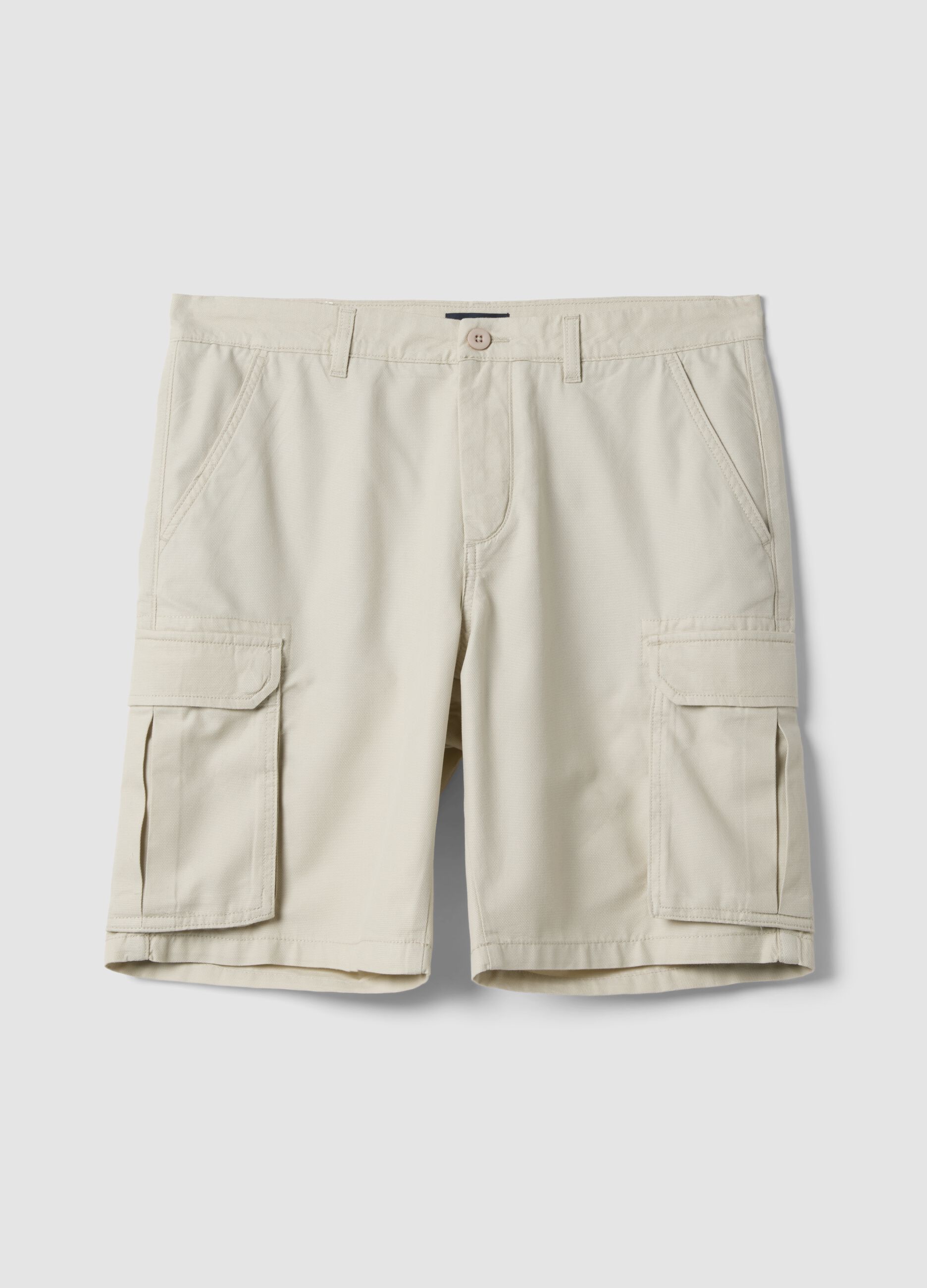 Wei&szlig;e Cargo-Bermudas aus reiner Baumwolle, Regular Fit