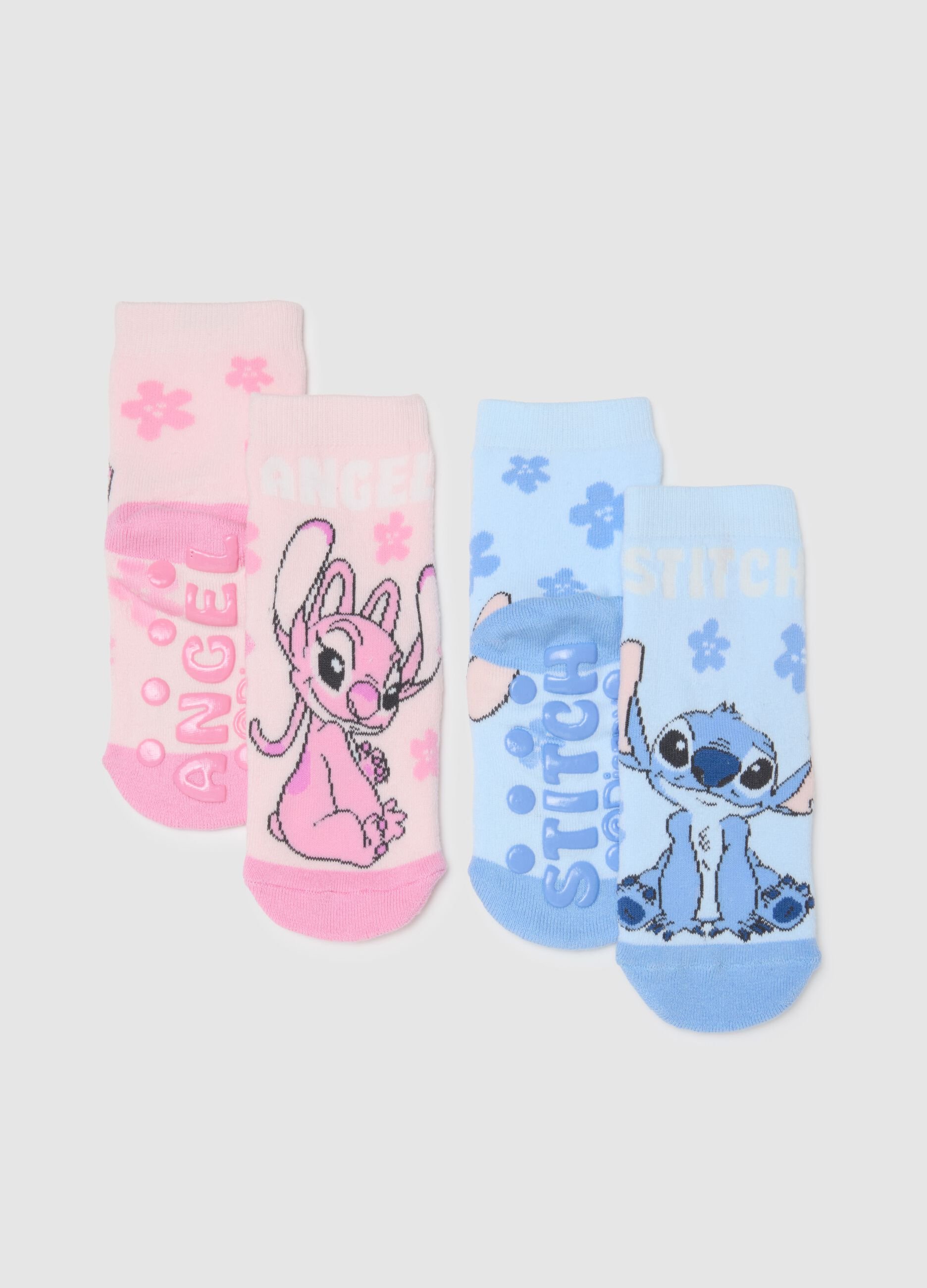 Girl's colourful short cotton blend socks - 2-pack with designs