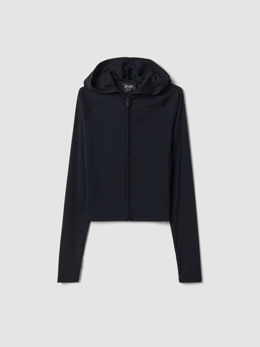 Black Fitted Full-Zip Yoga Hoodie_1