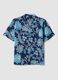 Men&rsquo;s organic cotton blue short-sleeve shirt with floral print_4