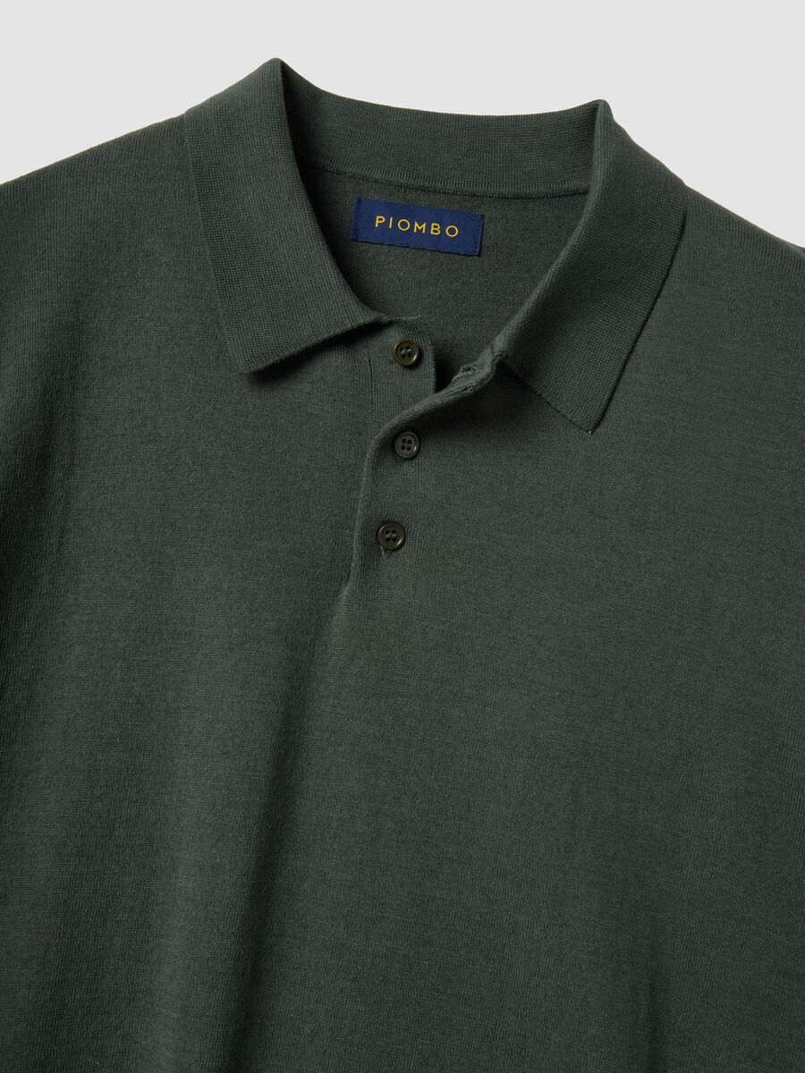 Regular fit green cotton, linen and silk blend polo_5