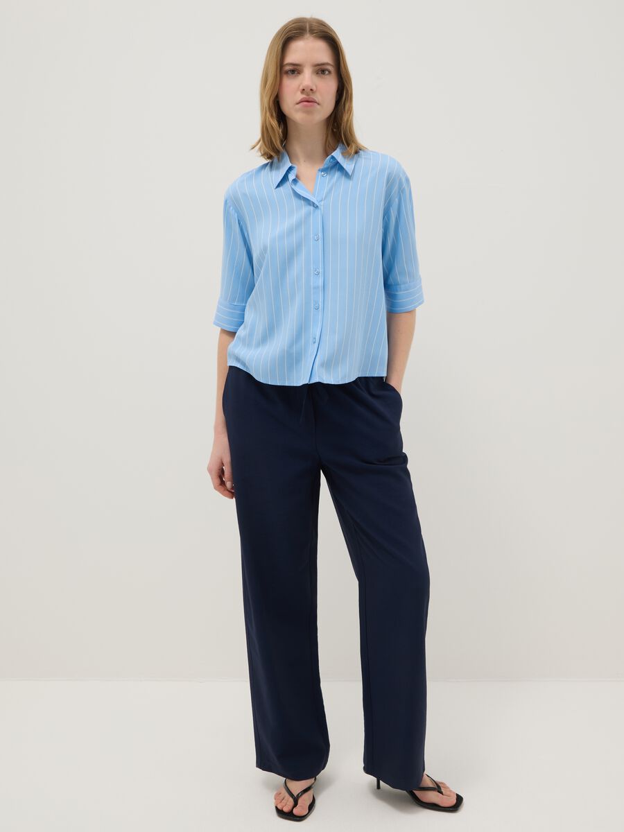 Pure viscose light blue striped regular fit shirt_1