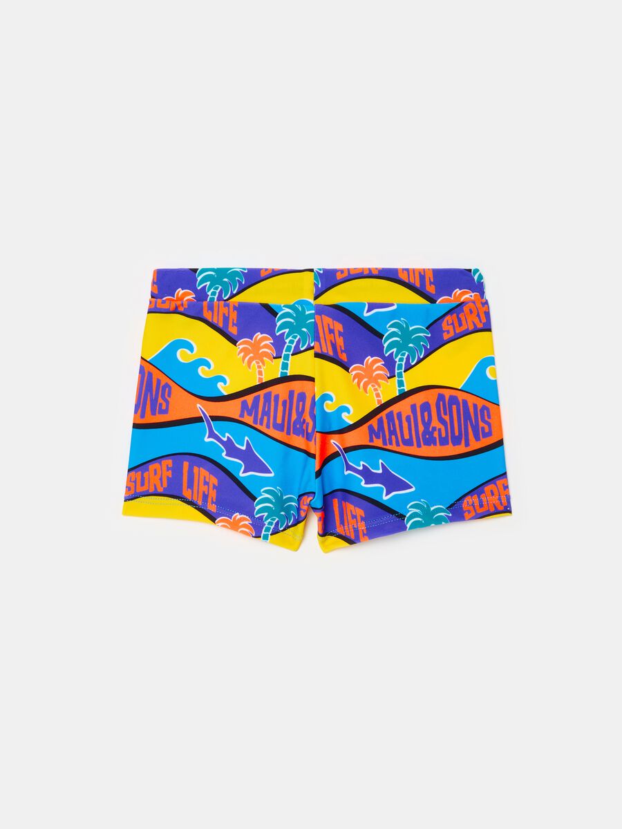 Swimming trunks with multicoloured surf print_1
