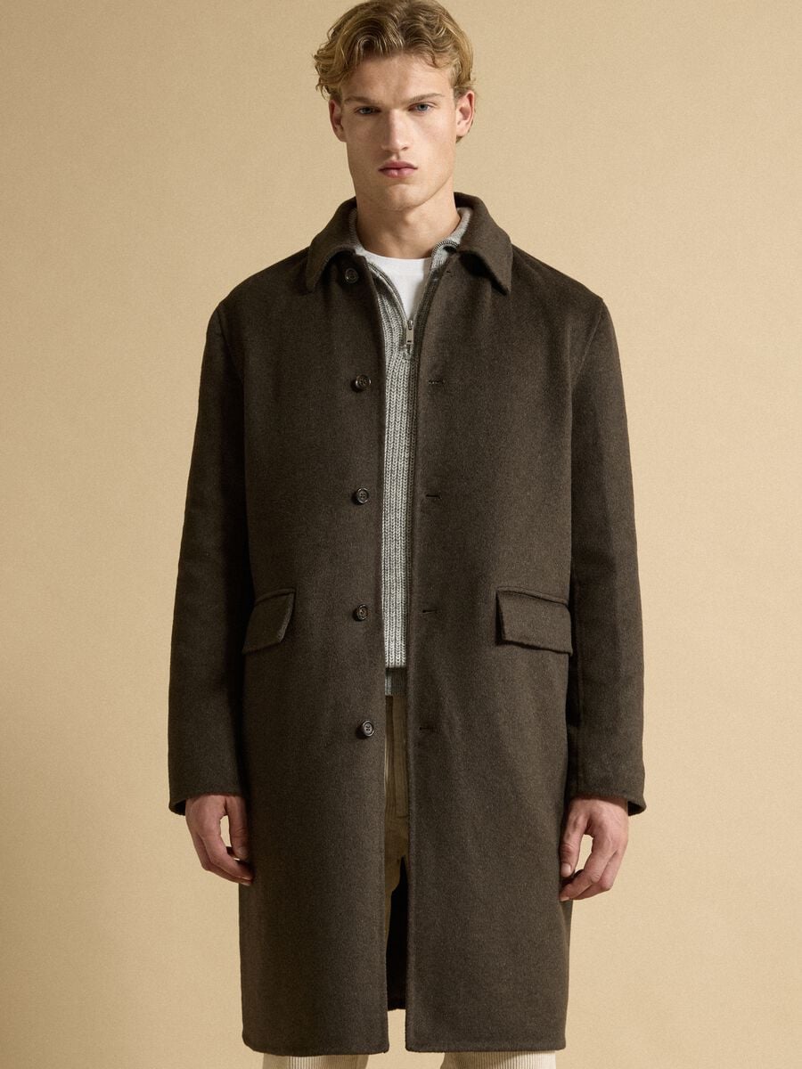 Green wool and viscose blend coat, regular fit_2