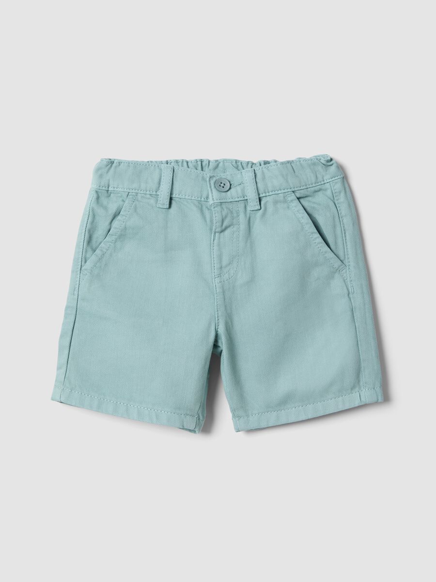 Blue pure cotton regular fit shorts for boys_0