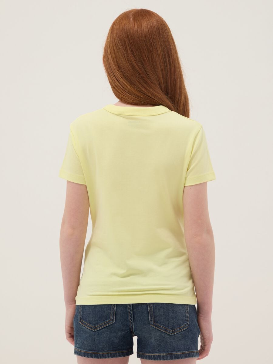 Girls&rsquo; yellow stretch cotton regular-fit T-shirt_1