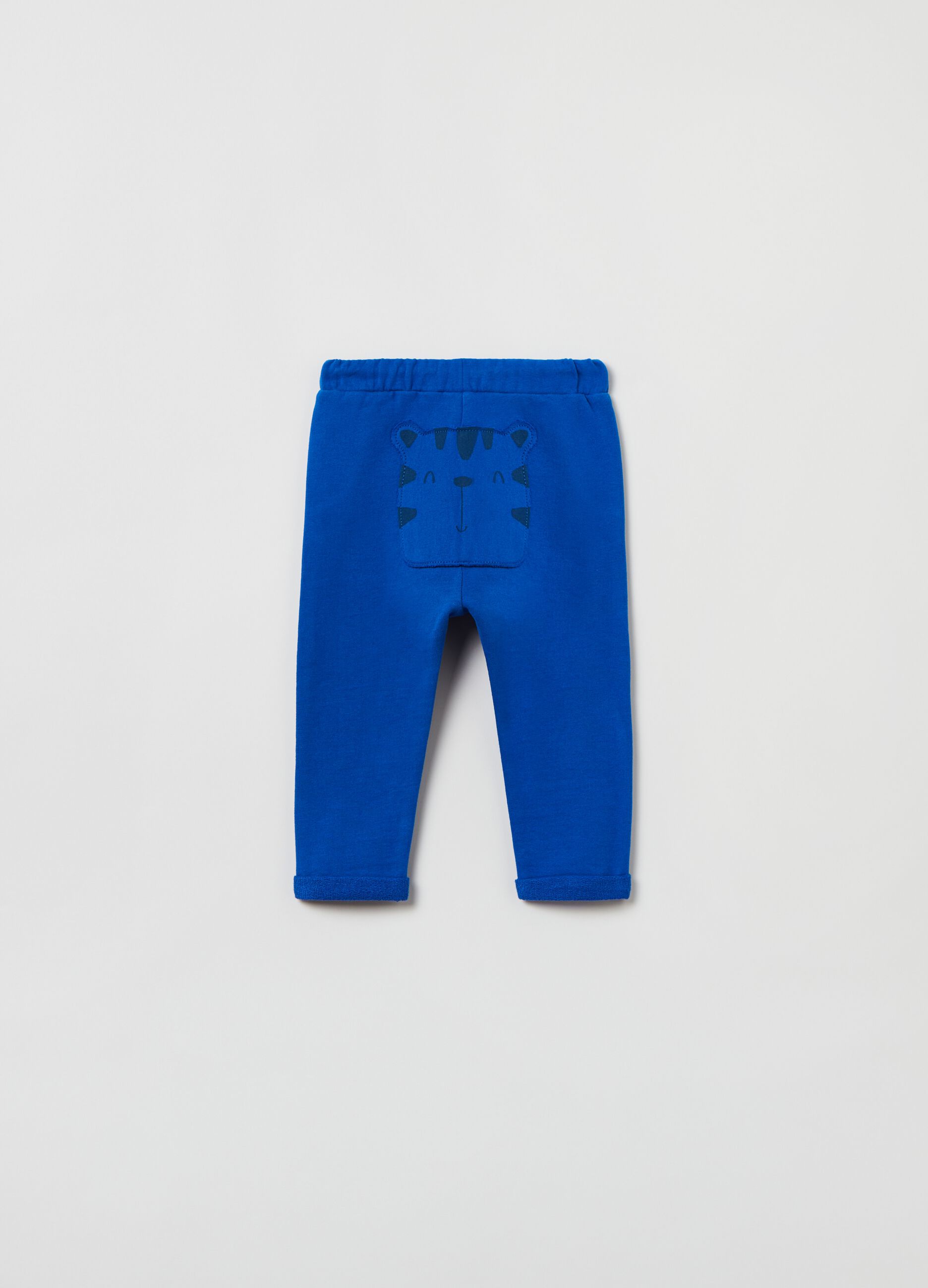 Lightweight plush joggers with tiger cub patch