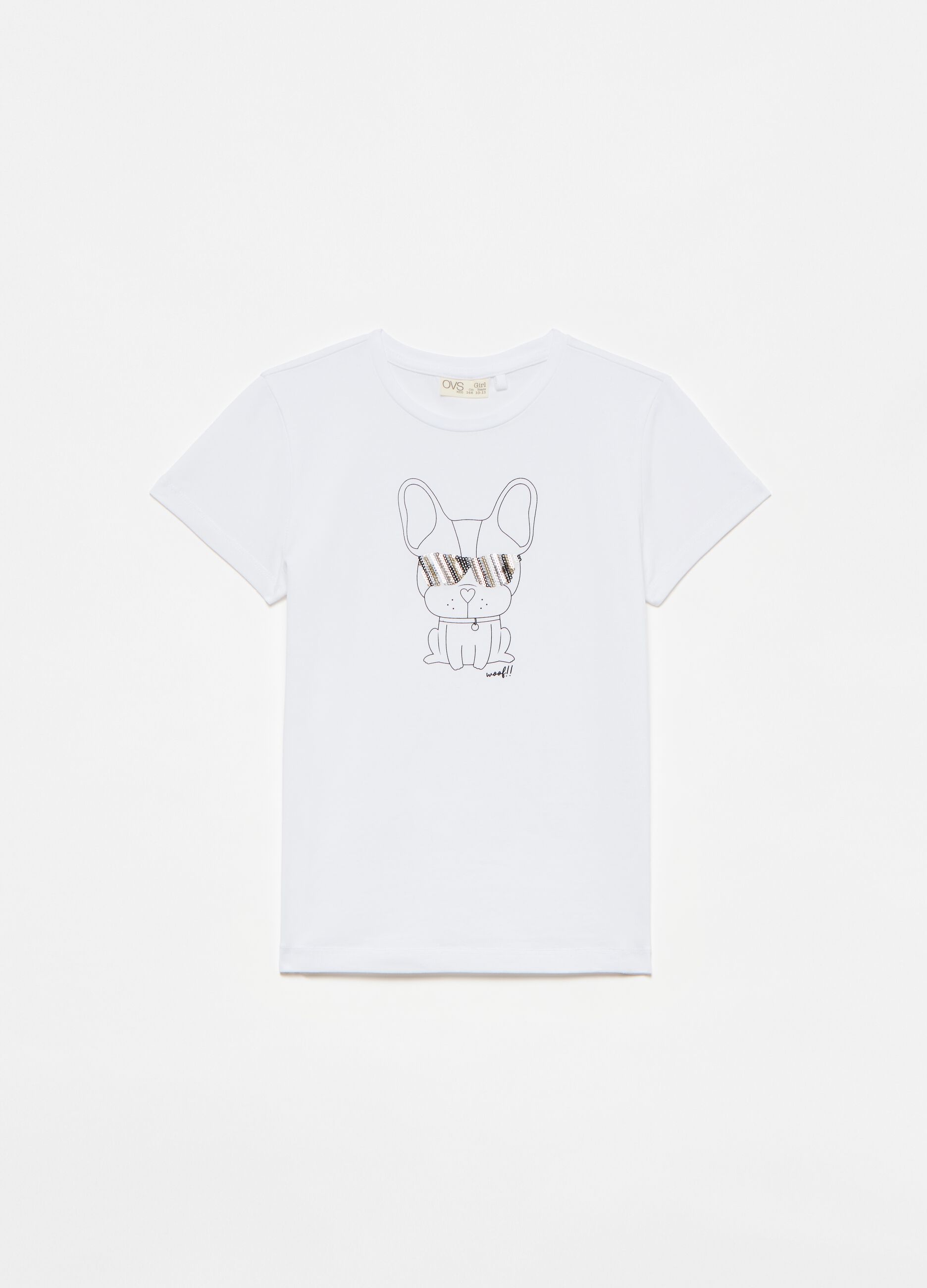 Camiseta estampado French Bulldog con lentejuelas
