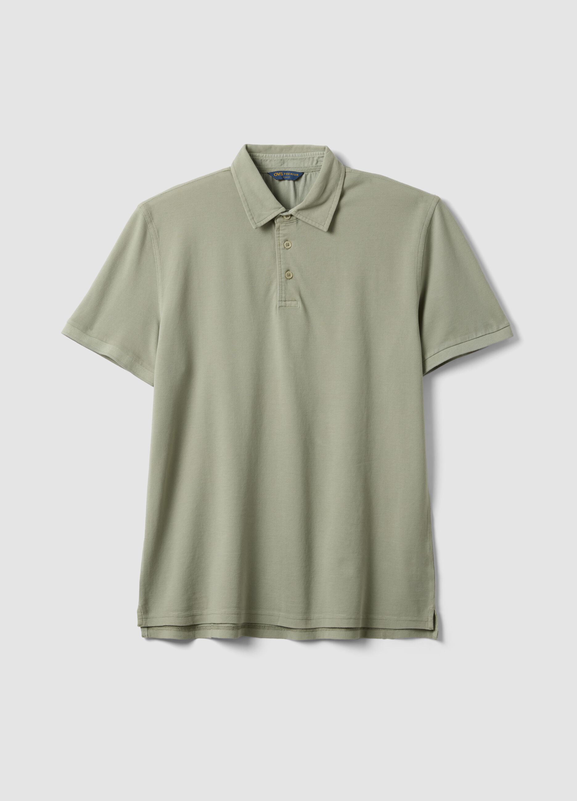 Green slim-fit short-sleeve pure cotton polo shirt