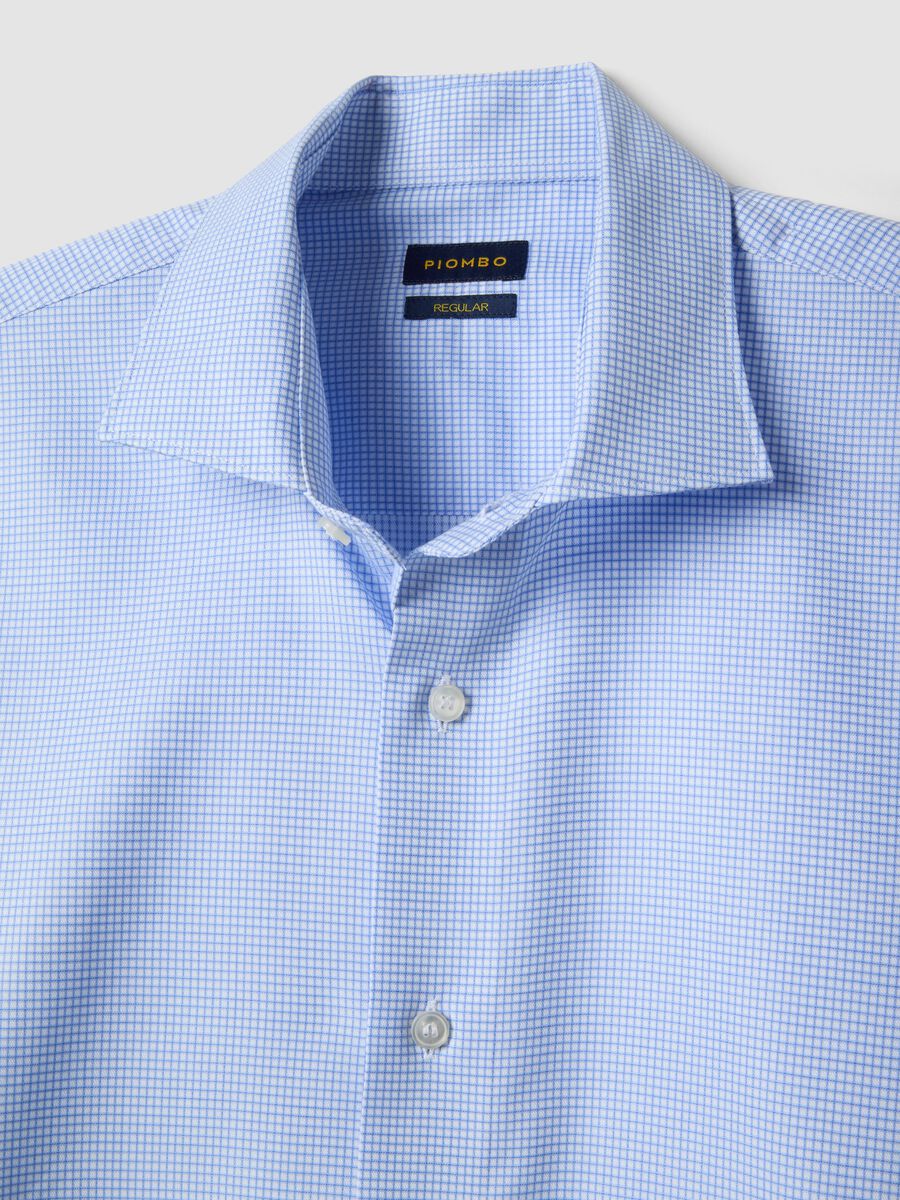 Blue and white check pure cotton shirt regular fit easy iron_1