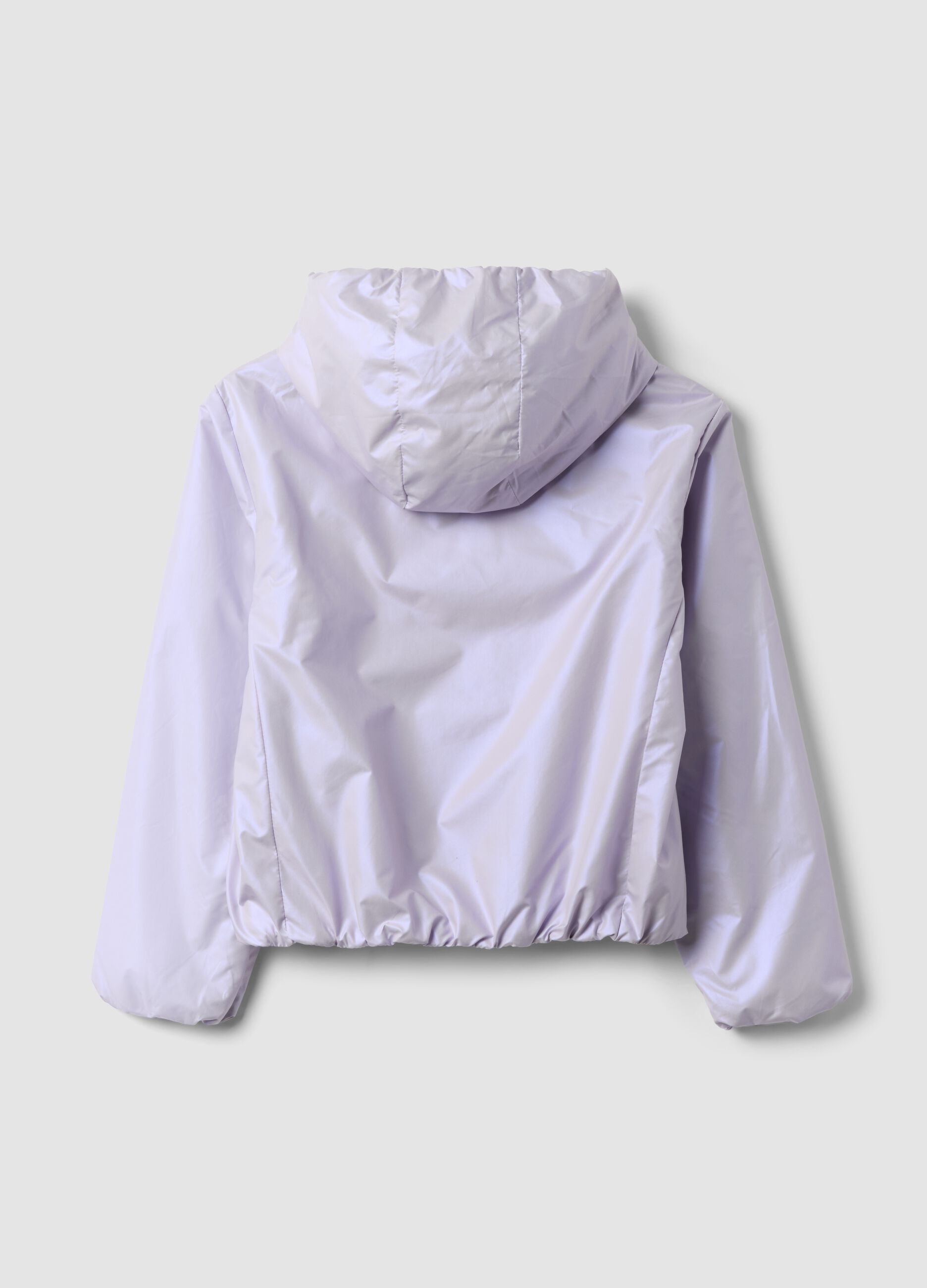 Purple hooded rain jacket with zip for girls