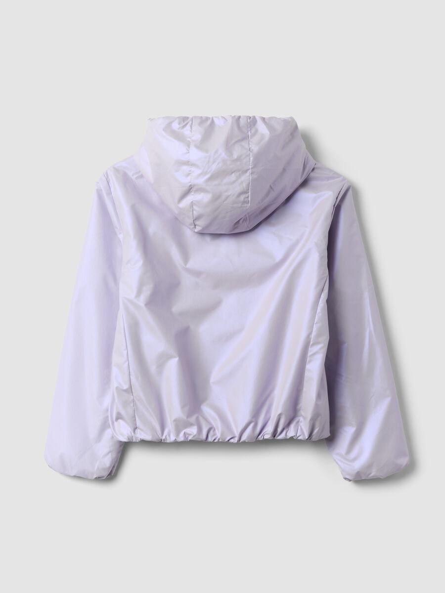 Purple hooded rain jacket with zip for girls_5