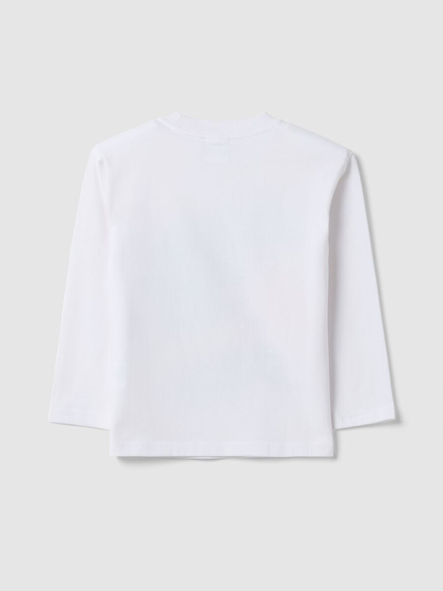 T-shirt bianca da bambino in puro cotone con stampa Sonic_1