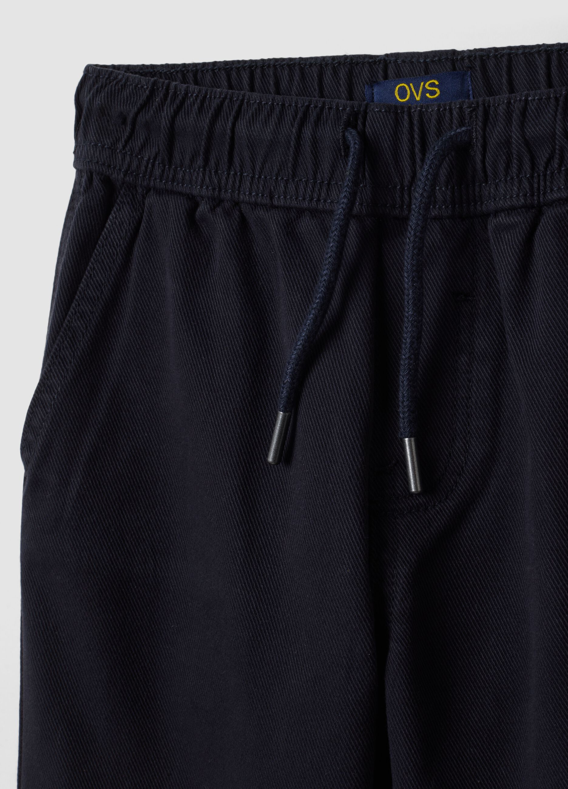 Pantaloni blu in twill di cotone elasticizzato regular fit
